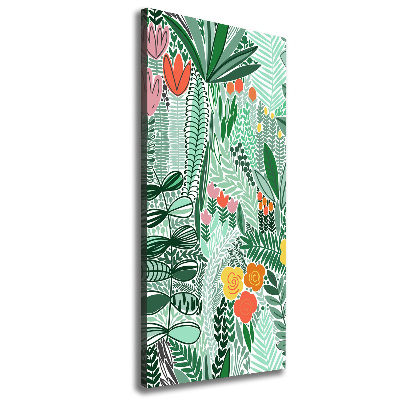 Cuadro moderno en lienzo resistente uv vertical flores tropicales