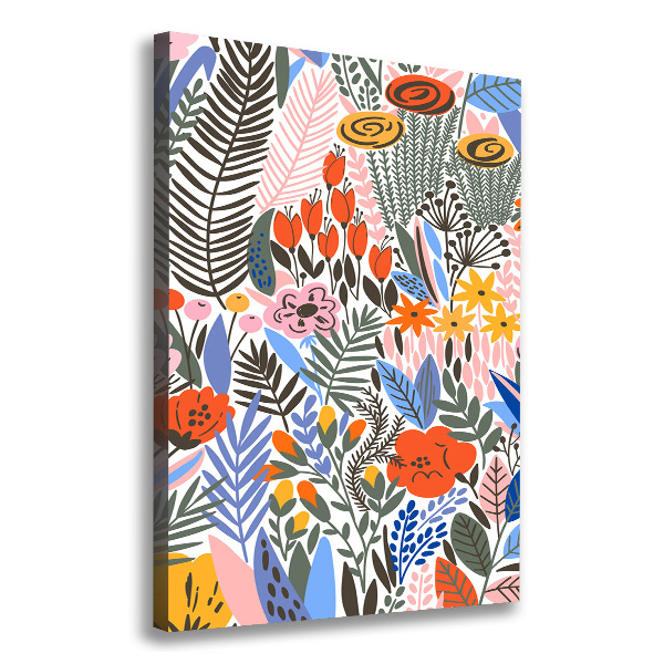 Impresión en lienzo vertical flores tropicales