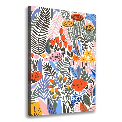 Impresión en lienzo vertical flores tropicales