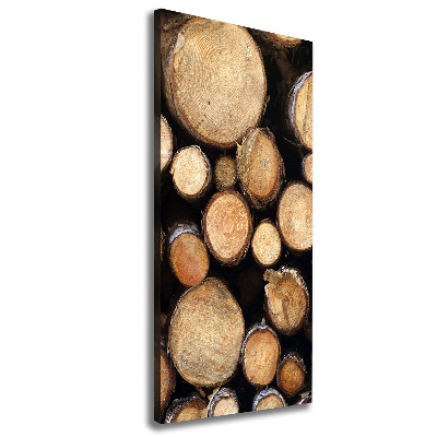 Cuadro canvas decorativo para salón vertical Troncos de madera
