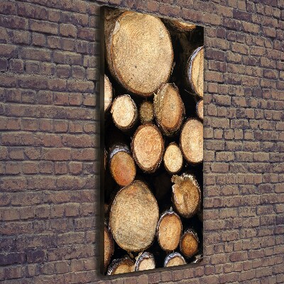 Cuadro canvas decorativo para salón vertical Troncos de madera