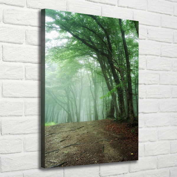 Cuadro canvas decorativo para salón vertical Niebla en el bosque