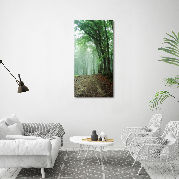 Cuadro canvas decorativo para salón vertical Niebla en el bosque