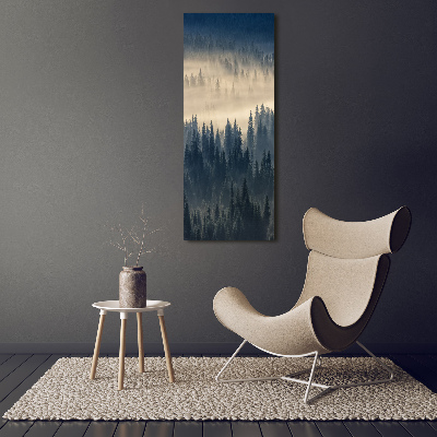 Cuadro moderno en lienzo resistente uv vertical Niebla sobre el bosque