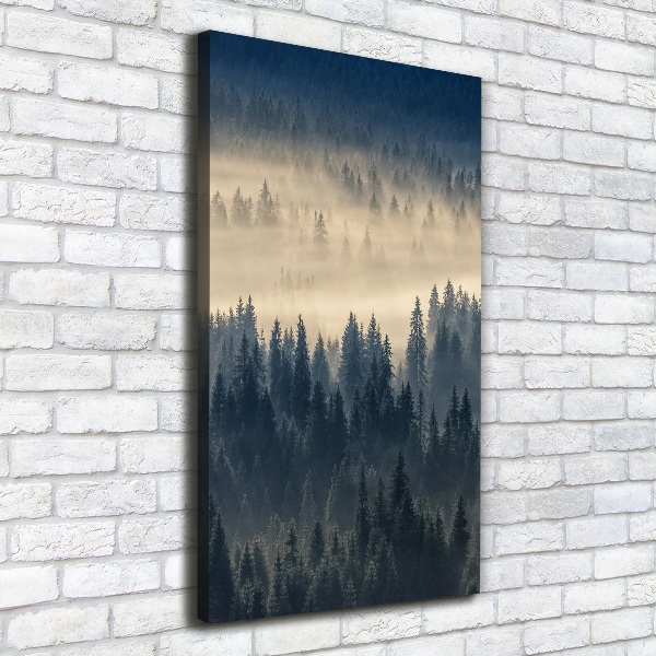 Cuadro moderno en lienzo resistente uv vertical Niebla sobre el bosque