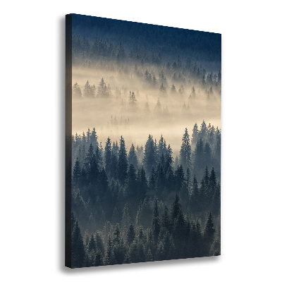 Cuadro moderno en lienzo resistente uv vertical Niebla sobre el bosque