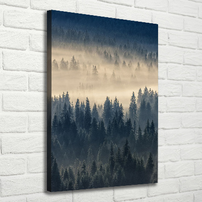 Cuadro moderno en lienzo resistente uv vertical Niebla sobre el bosque