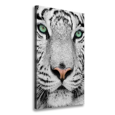 Cuadro moderno en lienzo resistente uv vertical Tigre blanco