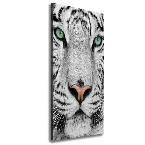 Cuadro moderno en lienzo resistente uv vertical Tigre blanco