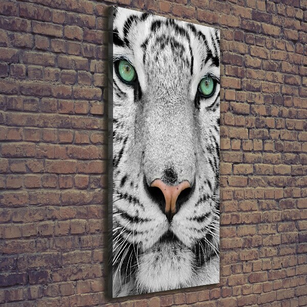 Cuadro moderno en lienzo resistente uv vertical Tigre blanco