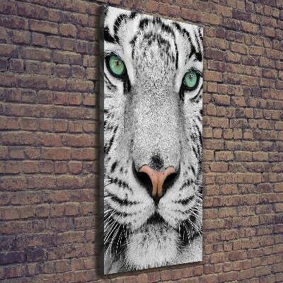 Cuadro moderno en lienzo resistente uv vertical Tigre blanco