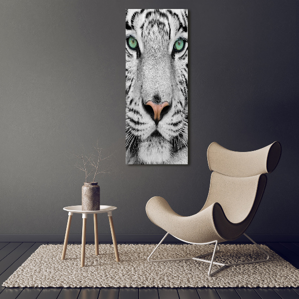 Cuadro moderno en lienzo resistente uv vertical Tigre blanco