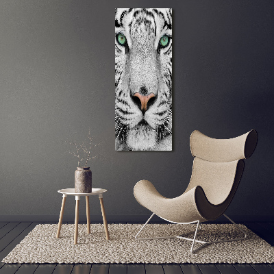 Cuadro moderno en lienzo resistente uv vertical Tigre blanco