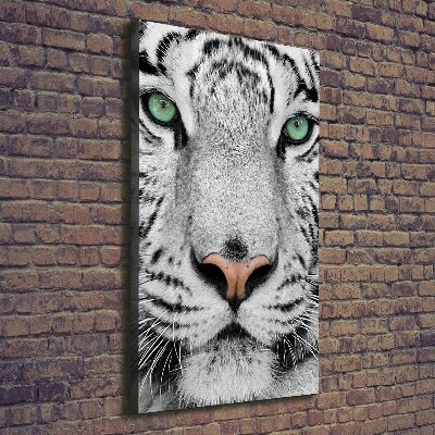 Cuadro moderno en lienzo resistente uv vertical Tigre blanco
