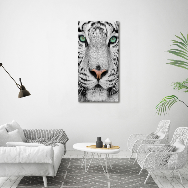 Cuadro moderno en lienzo resistente uv vertical Tigre blanco