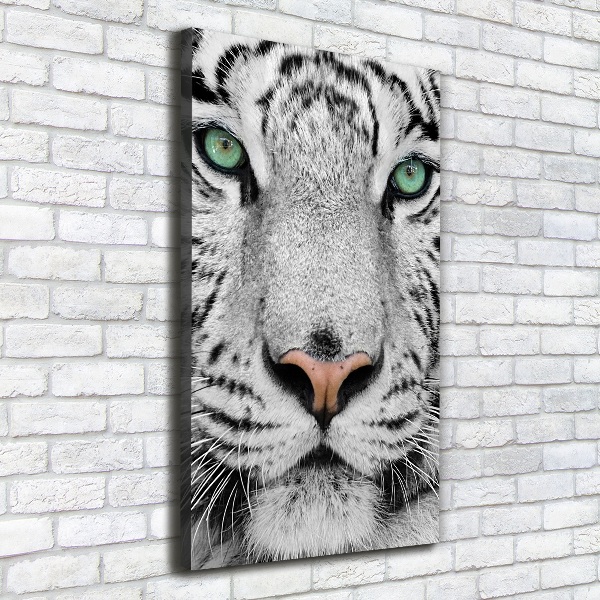 Cuadro moderno en lienzo resistente uv vertical Tigre blanco