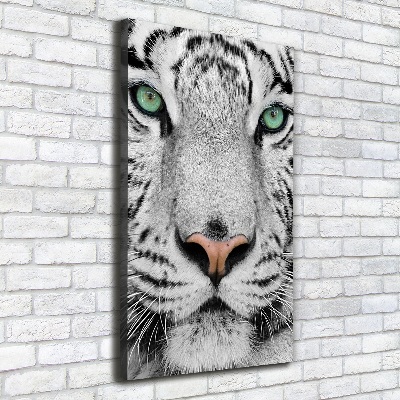 Cuadro moderno en lienzo resistente uv vertical Tigre blanco