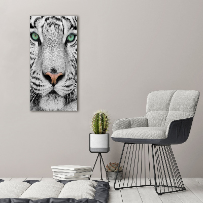 Cuadro moderno en lienzo resistente uv vertical Tigre blanco