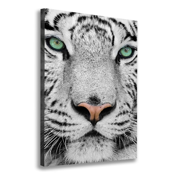 Cuadro moderno en lienzo resistente uv vertical Tigre blanco