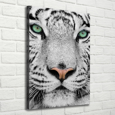 Cuadro moderno en lienzo resistente uv vertical Tigre blanco