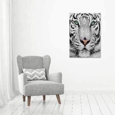 Cuadro moderno en lienzo resistente uv vertical Tigre blanco