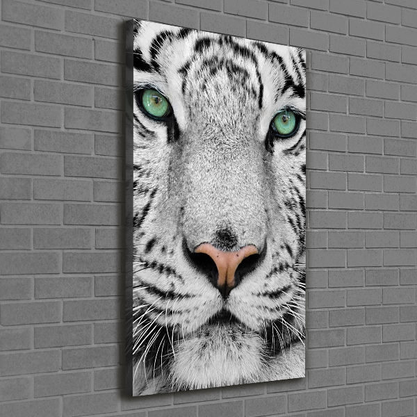 Cuadro moderno en lienzo resistente uv vertical Tigre blanco