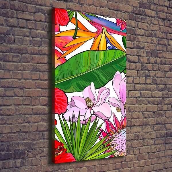 Cuadro canvas decorativo para salón vertical Patrón hawaiano