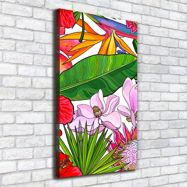 Cuadro canvas decorativo para salón vertical Patrón hawaiano