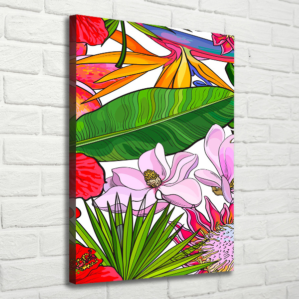 Cuadro canvas decorativo para salón vertical Patrón hawaiano