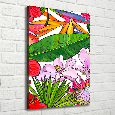 Cuadro canvas decorativo para salón vertical Patrón hawaiano