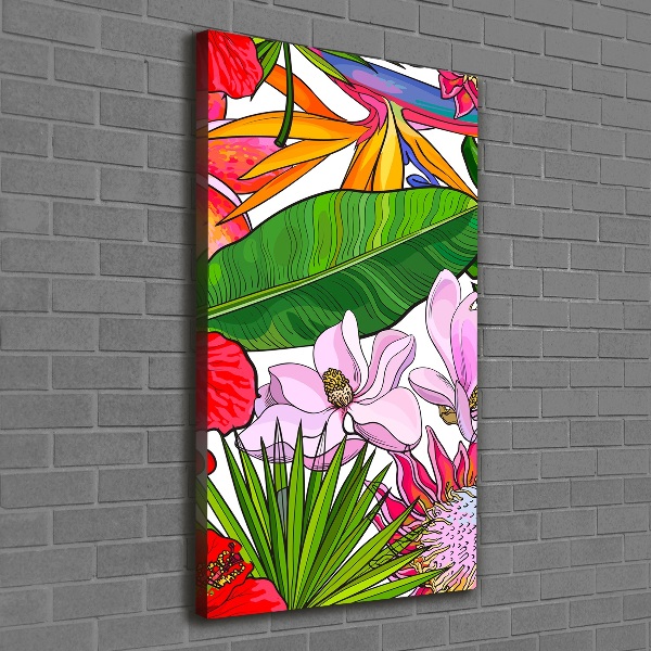Cuadro canvas decorativo para salón vertical Patrón hawaiano