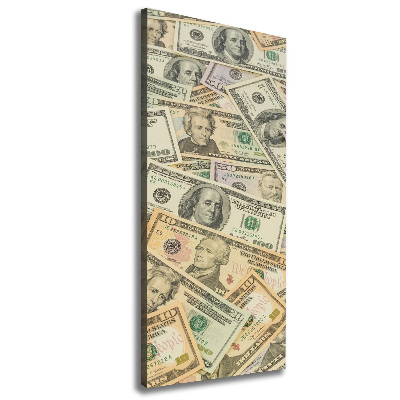 Cuadro canvas decorativo para salón vertical Billetes de dólar