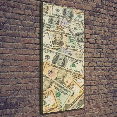 Cuadro canvas decorativo para salón vertical Billetes de dólar