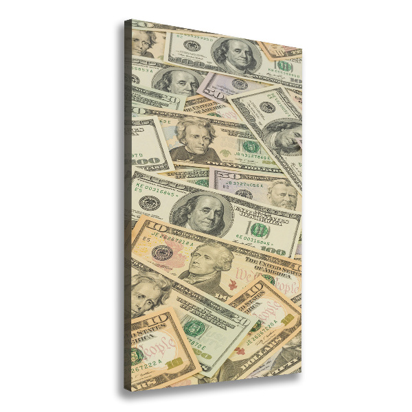 Cuadro canvas decorativo para salón vertical Billetes de dólar
