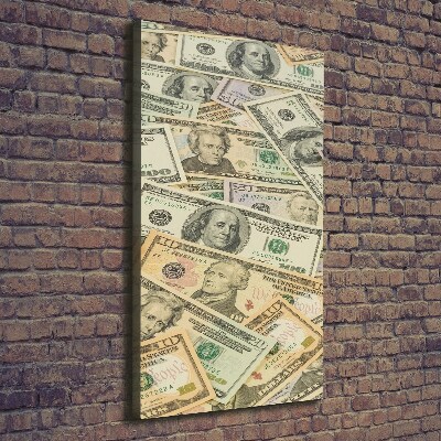 Cuadro canvas decorativo para salón vertical Billetes de dólar