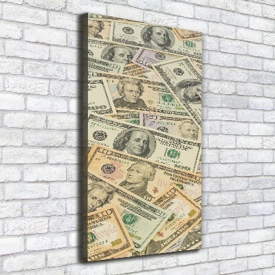 Cuadro canvas decorativo para salón vertical Billetes de dólar