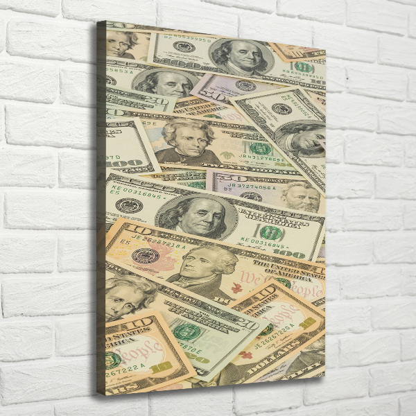 Cuadro canvas decorativo para salón vertical Billetes de dólar