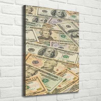 Cuadro canvas decorativo para salón vertical Billetes de dólar