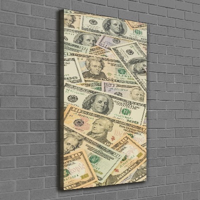 Cuadro canvas decorativo para salón vertical Billetes de dólar