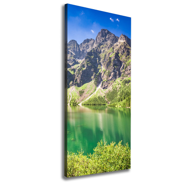 Cuadro canvas decorativo para salón vertical El ojo de mar de los montes Tatra