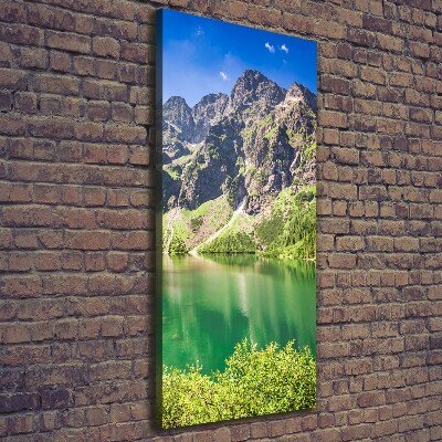 Cuadro canvas decorativo para salón vertical El ojo de mar de los montes Tatra