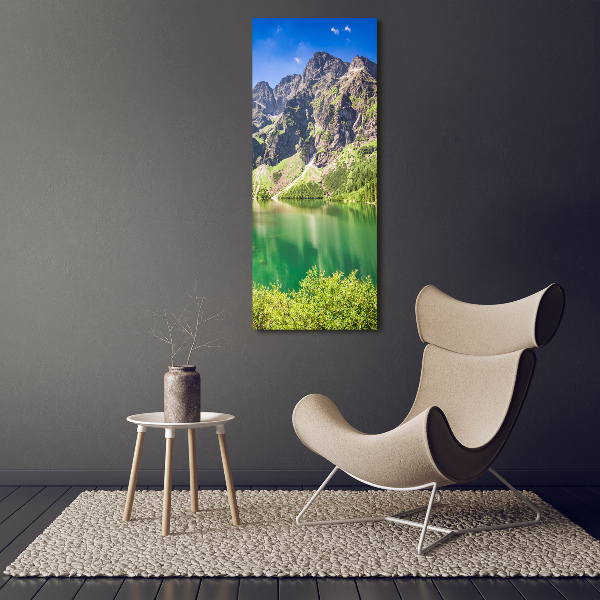 Cuadro canvas decorativo para salón vertical El ojo de mar de los montes Tatra