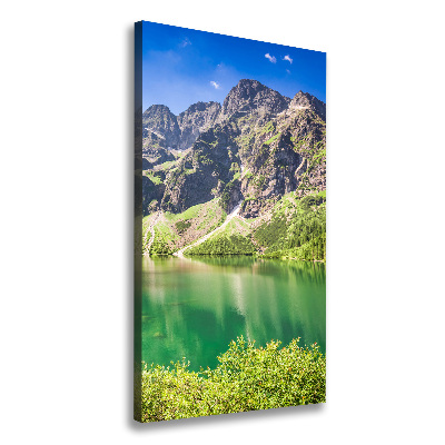 Cuadro canvas decorativo para salón vertical El ojo de mar de los montes Tatra