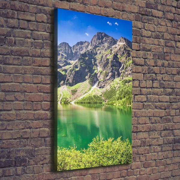Cuadro canvas decorativo para salón vertical El ojo de mar de los montes Tatra