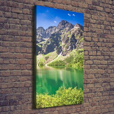 Cuadro canvas decorativo para salón vertical El ojo de mar de los montes Tatra