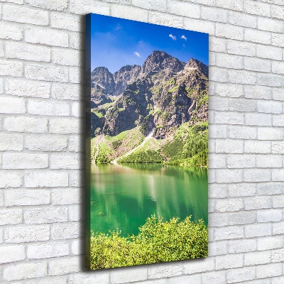 Cuadro canvas decorativo para salón vertical El ojo de mar de los montes Tatra