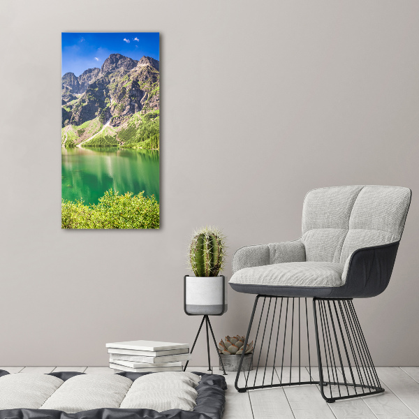 Cuadro canvas decorativo para salón vertical El ojo de mar de los montes Tatra