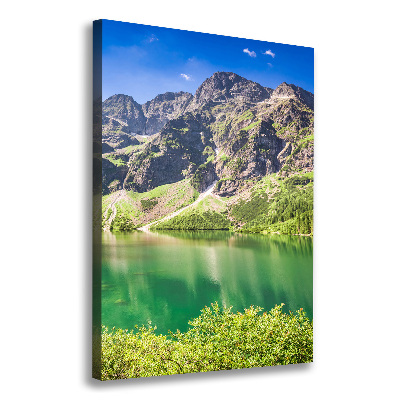 Cuadro canvas decorativo para salón vertical El ojo de mar de los montes Tatra