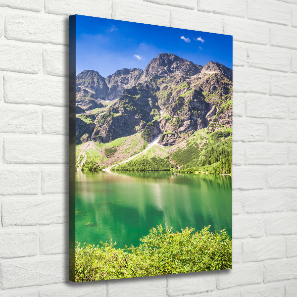 Cuadro canvas decorativo para salón vertical El ojo de mar de los montes Tatra