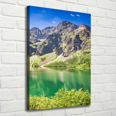 Cuadro canvas decorativo para salón vertical El ojo de mar de los montes Tatra